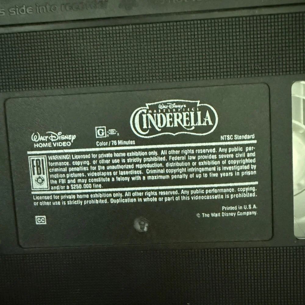 Walt Disney's Cinderella VHS collectors treasure! Excellent condition & inserts